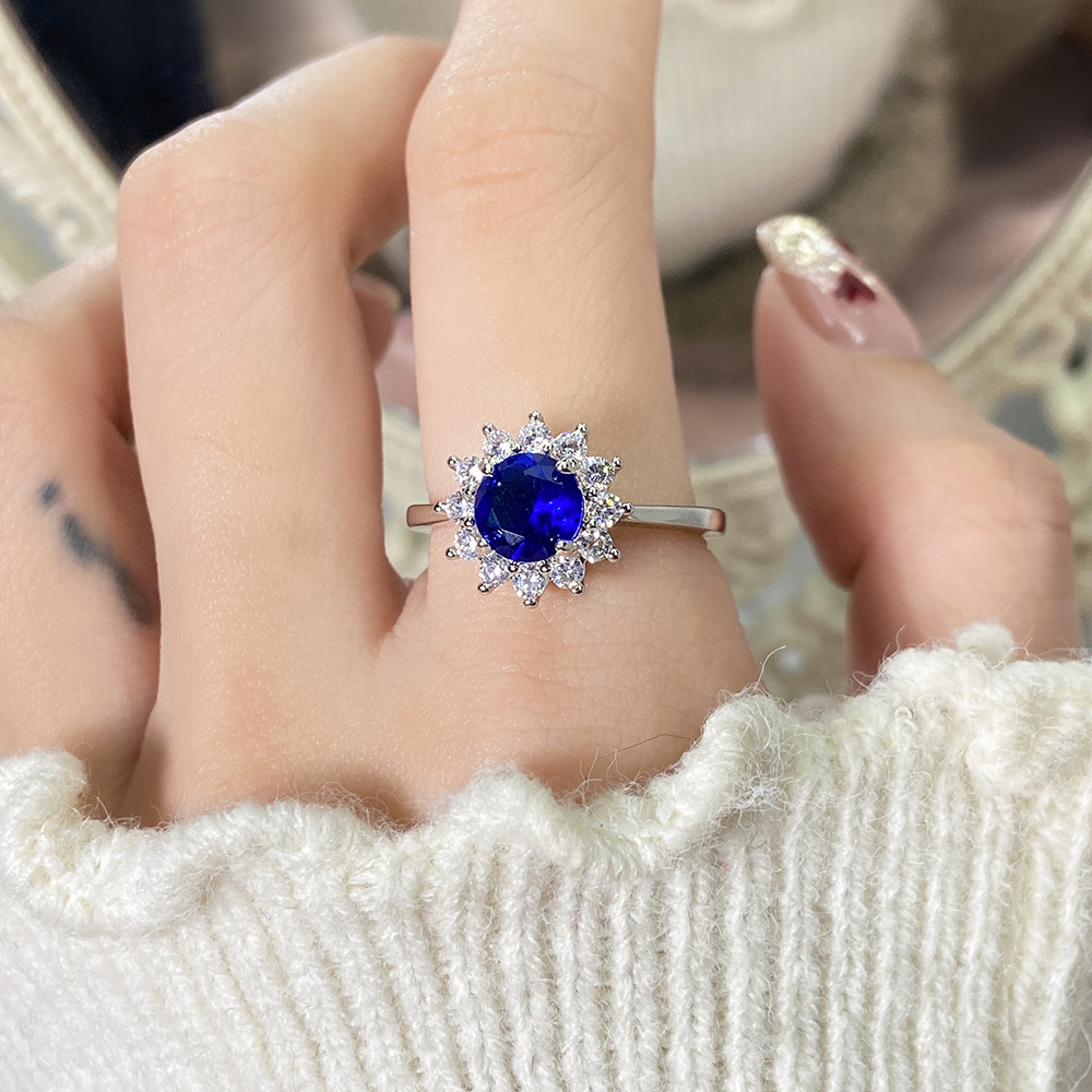 Plaqué rhodium pierre bleue