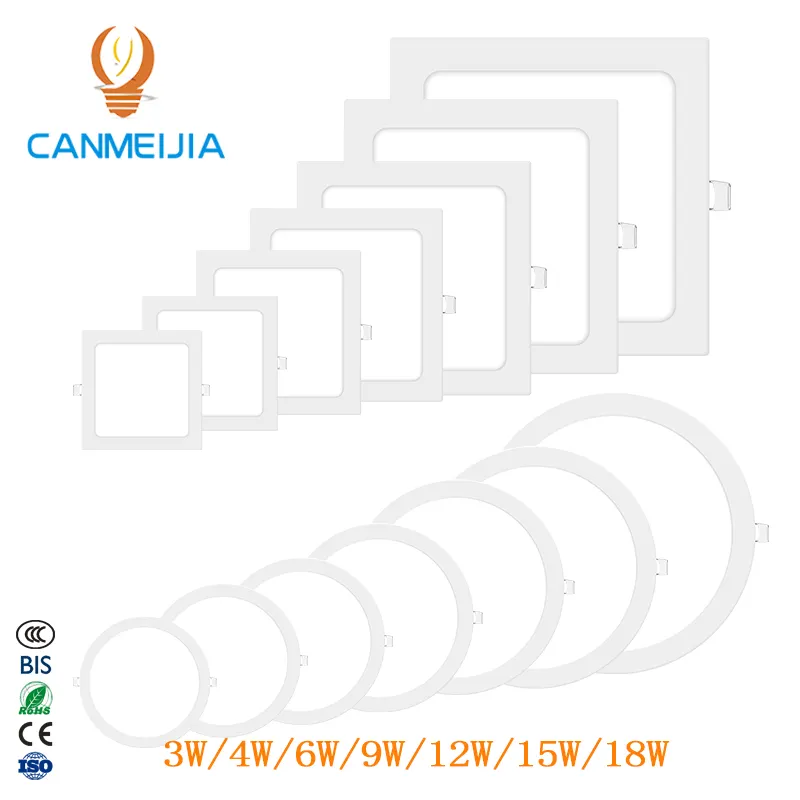 Luz de led para painel 3w, 6w, 9w, 12w, 15w, 18w, 24w, etl, sem moldura, luz do painel led