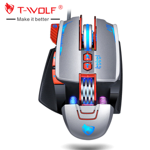 T-WOLF V9ゲーミングマウスコンピューター人間工学に基づいたUSB金属有線マウスはマクロプログラマー6400 DPIマウスをサポート - Product Image 2