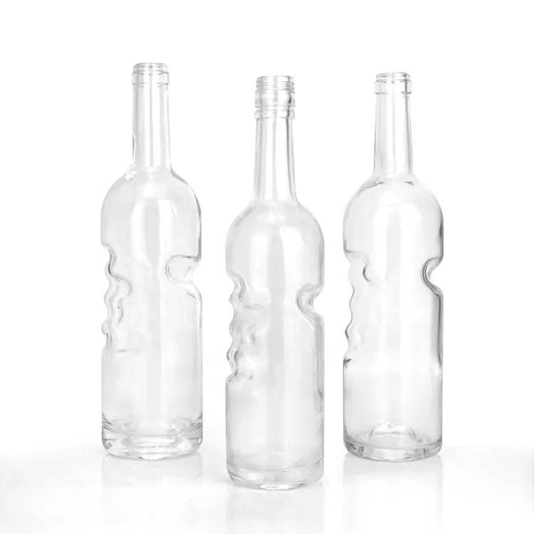 375ml 500ml 700ml 750ml 1L botella de vidrio con forma de dedo de diseño único personalizado con tapa dorada