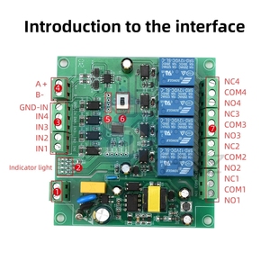 AC 220V Modbus RTU4チャンネルリレーモジュールスイッチRS485/TTLUARTインターフェース4方向入力出力DC3.3-24Vオプトカプラー信号 - Product Image 2