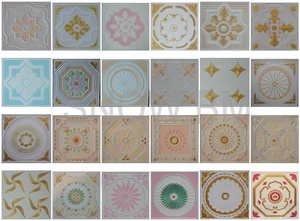 方形石膏天花板设计，3D彩色花卉设计 - Product Image 6