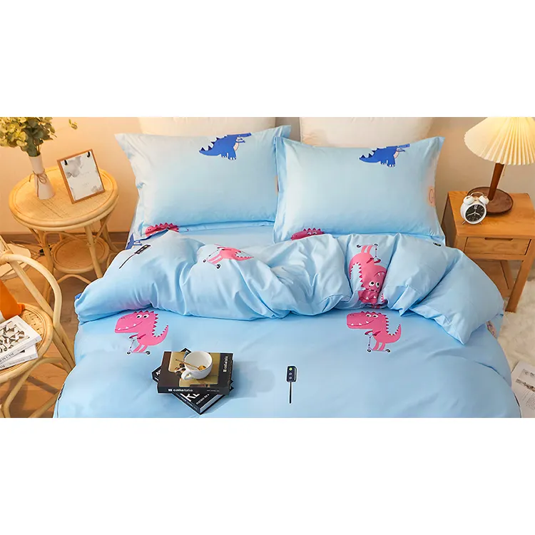 만화 공룡 microfiber 아이/아기 침대 시트 침구 세트 어린이 침대 아기 침구 세트