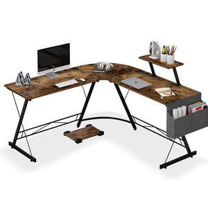 Escritorio de computadora de escritorio tipo L directo de fábrica con estantería Esquina simple Oficina Notebook Mesa de computadora para el hogar Características de almacenamiento - Product Image 1