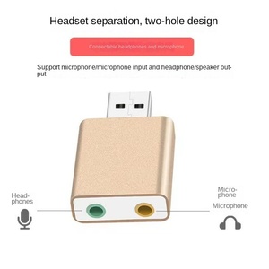 Aluminum Alloy <strong>USB</strong> Sound Card Single Headphone <strong>Output</strong> and Single Microphone <strong>Input</strong> Live Streaming Accessory
