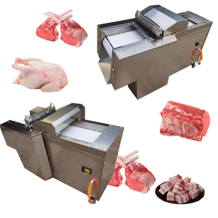 Long service life used meat cutting machine beef cube cut meat bone cutter machine goat dicing automatic chicken cutting machine