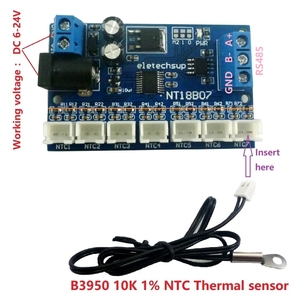 DC 12V 7 puertos RS485 NTC Termistor Sensor de temperatura Modbus Rtu Tablero de monitor remoto - Product Image 3