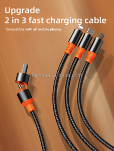 4 in 1 kalın naylon 100w süper hızlı şarj olan Usb kablosu tip c mikro şarj aleti kablosu iphone 14 13 12 11 Pro Max Android - Product Image 3