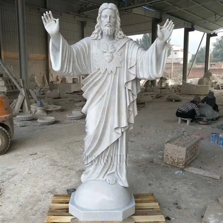 Statue religiose antiche scultura cristiana a grandezza naturale statua in marmo bianco di gesù in vendita