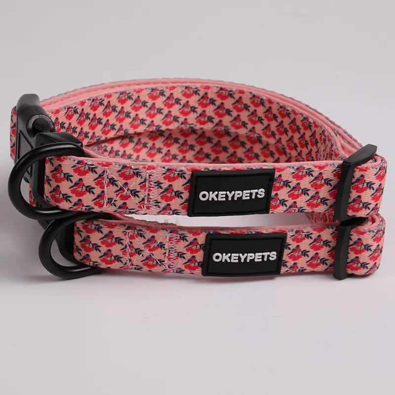 OKEYPETS Low Minimum Order Pet Collar Soft Neoprene Personalized Printing Dog collar with Logo