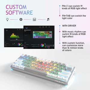 奥拉F3261 RGB 60% 有线迷你紧凑型通用串行总线机械游戏键盘61键笔记本电脑热插拔功能台式机新功能 - Product Image 3