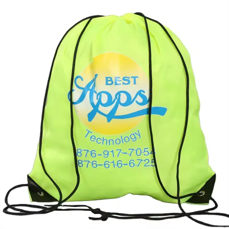Logo personnalisé 210d Polyester Shopping Draw String Bag Sport Gym Sac à dos à cordon