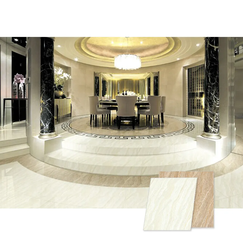 Piastrelle interne per pavimenti e pareti 60x60 lucide superficie travertino porcellane classiche moderne piastrelle esterne lucidate Villa opaca