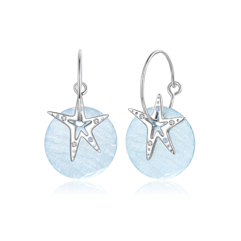 Boucles d'oreilles créoles coquillage étoile de mer
