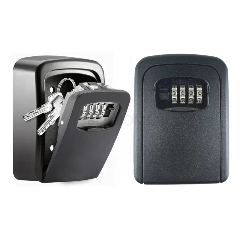 Boîte de rangement de sécurité en aluminium noir, Code de surf combiné, mot de passe Sigma 4 chiffres, mural numérique, clé combinée, coffre-fort