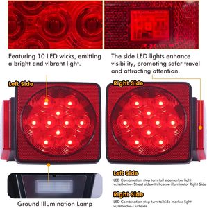 Römork ışık kiti 12V tüm LED sol ve sağ su geçirmez dalgıç römorklar için tekne römorku yaprak makası kamyon deniz Camper RV - Product Image 5