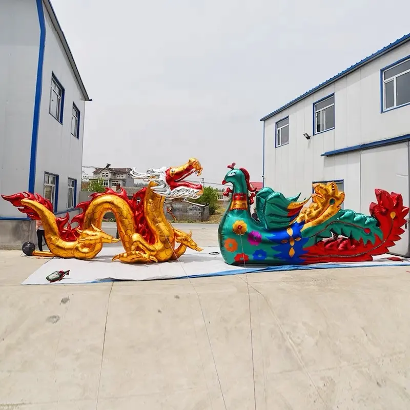 تنين وفينيكس صيني عملاق قابل للنفخ لتزيين العام الجديد