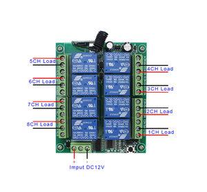 DC 12V 24V 8-Kanal-Relaismodul Drahtlose 433-MHz-HF-Fernbedienungsschalter Sender-und Empfänger platine - Product Image 6
