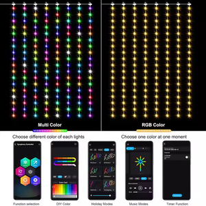 400LEDs vacaciones decorativas LED cadena de luces Control inteligente patrón de texto programa Edición RGB CAMBIO DE Color cortina Luz de hadas - Product Image 2