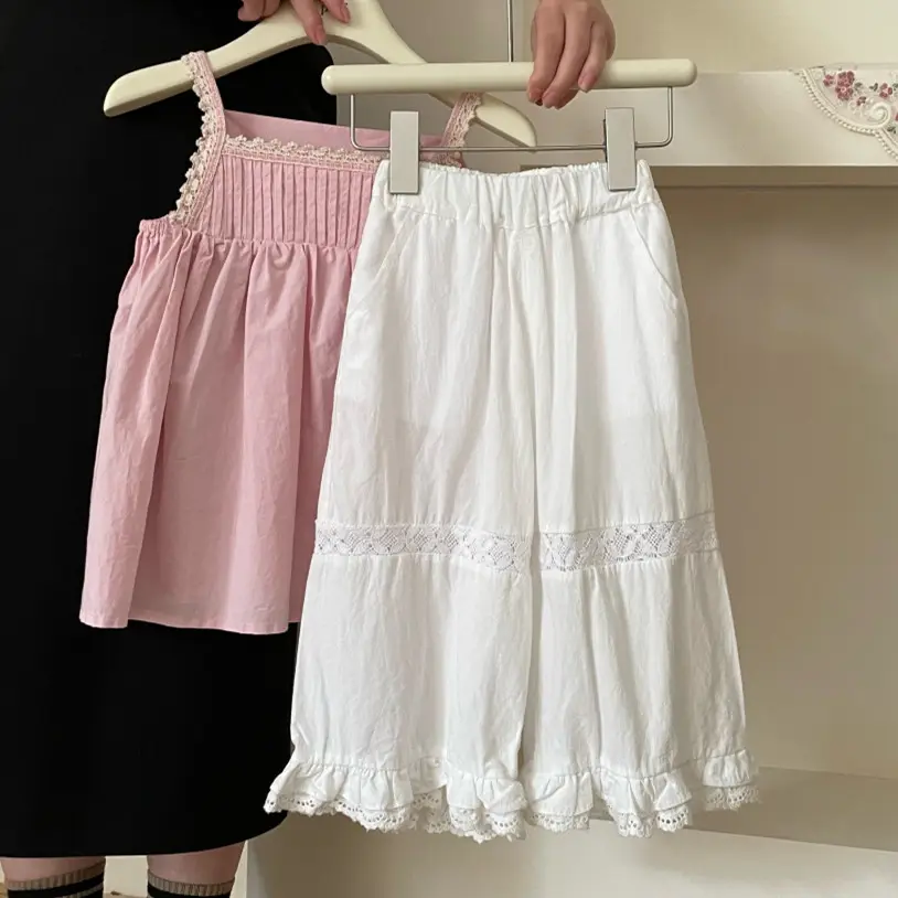 Roupas infantis de verão, calças para bebês meninas de perna larga e laços, atacado de buchas de roupas infantis mx pf8808