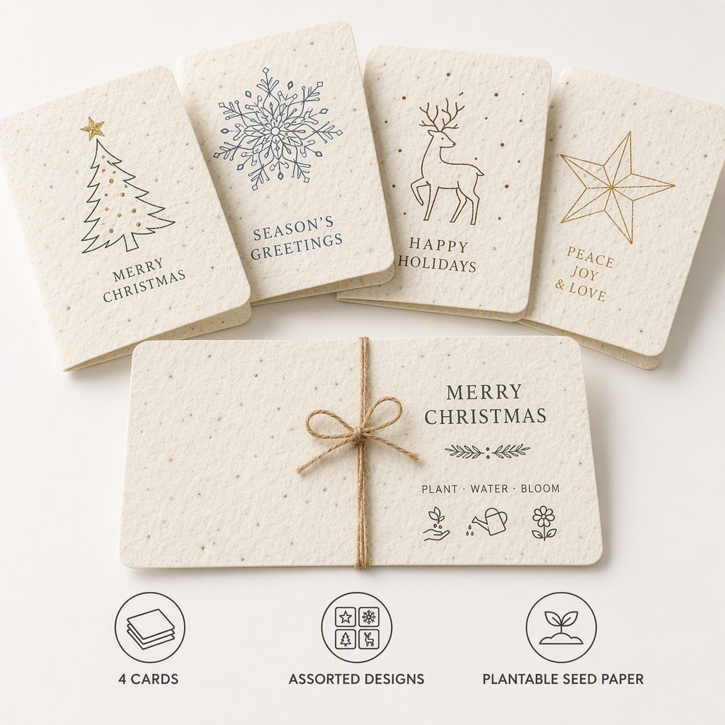 Paquet de 4 cartes de Noël plantables