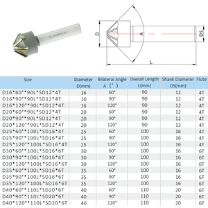 Chanfreinage fraise à 90 degrés fraise en bout tige droite soudage carbure chanfrein fraise - Product Image 4