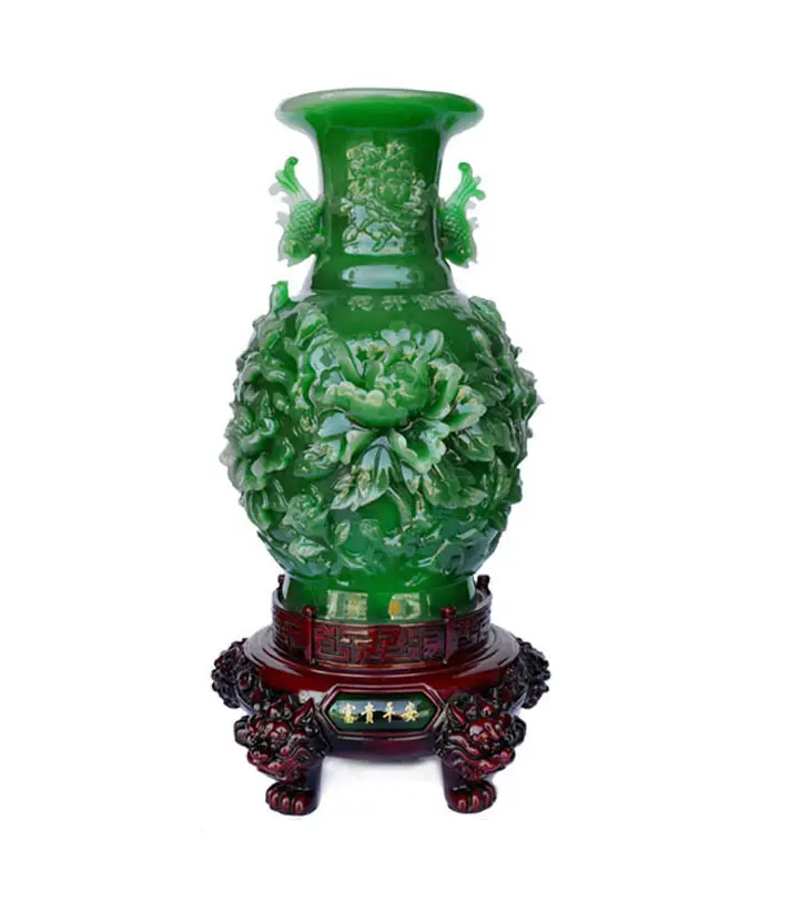 Vaso chinês bonito escultura de flores jade decoração de casa