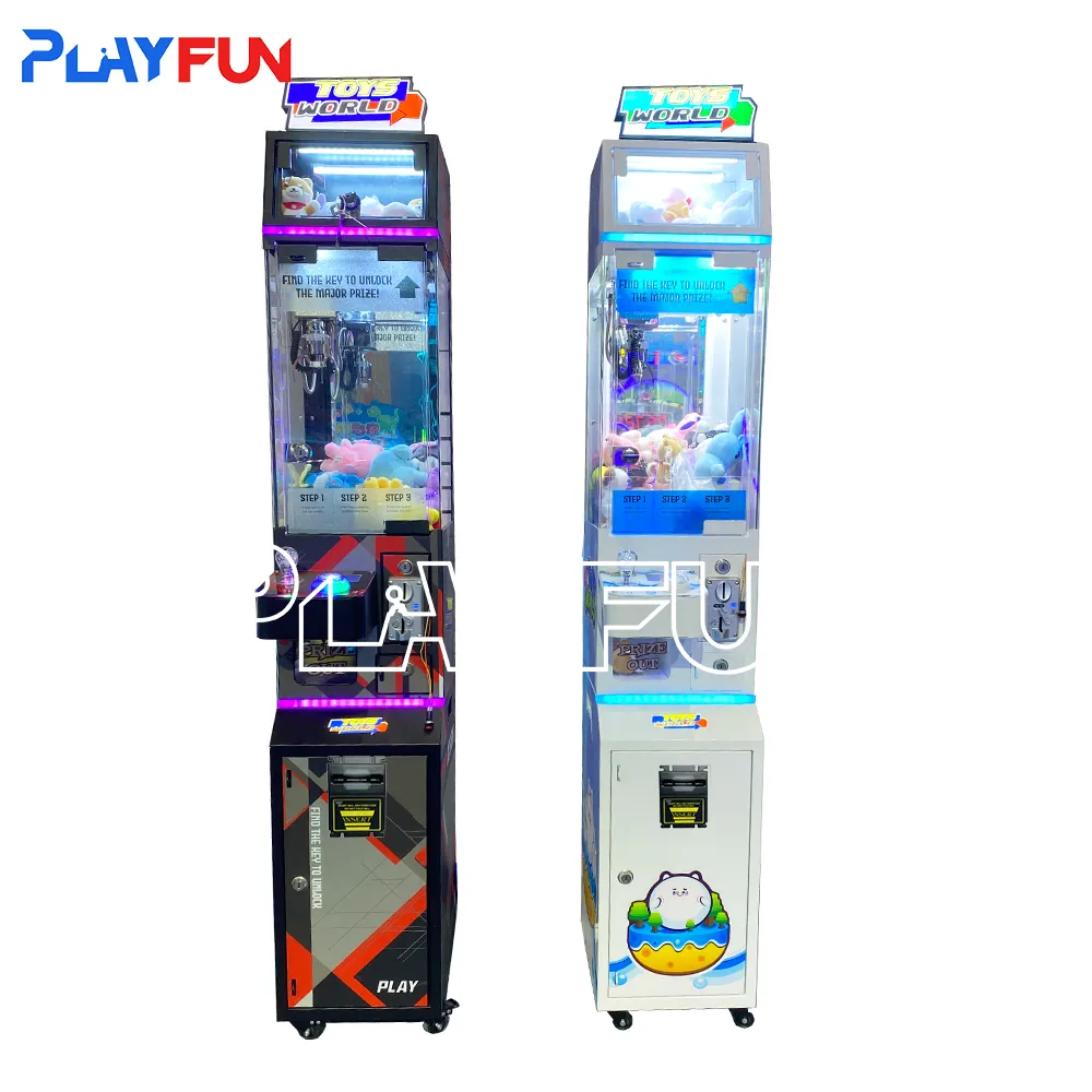 Playfun vente en gros jouets à pièces Candy World Mini griffe Machine de jeu avec accepteur de billets de trésorerie à vendre