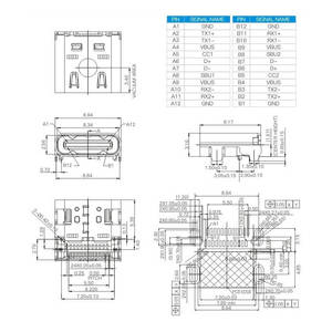 USB Typ C 24-poliger Anschluss Side Entry Design Kompakter und effizienter Datenkabel-Integrations anschluss