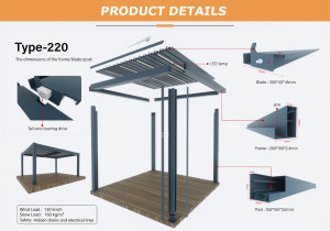 3x4x4 سبيكة العريشة 6 باب Sunroom شرفة واقية من المطر شرفة التحكم عن بعد حجم قابل للتخصيص - Product Image 4