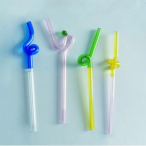 热销创意艺术造型弯曲吸管彩色耐热果汁饮料玻璃吸管 - Product Image 5