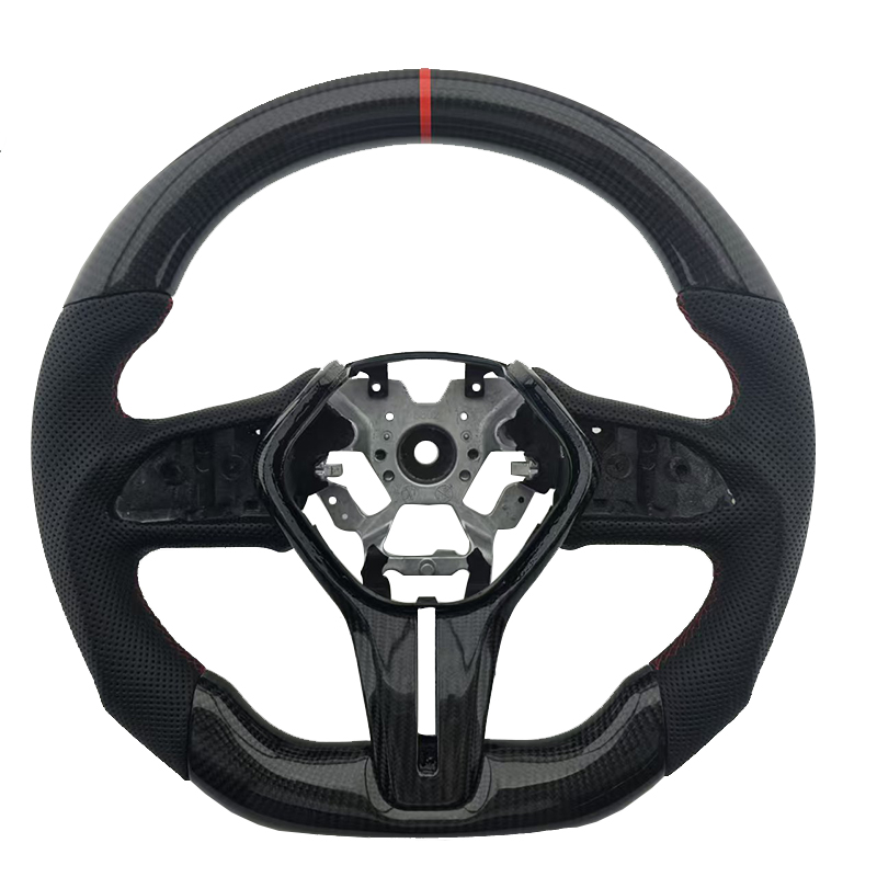 Rayure supérieure rouge + Fibre de carbone + Coutures rouges + Cuir perforé