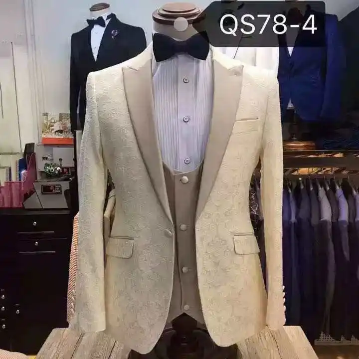 Terno Người Đàn Ông Phù Hợp Cho Đám Cưới Custom Made Cổ Điển Màu Be Blazer Kinh Doanh Prom Suits Phù Rể Chú Rể Mens Tuxedo