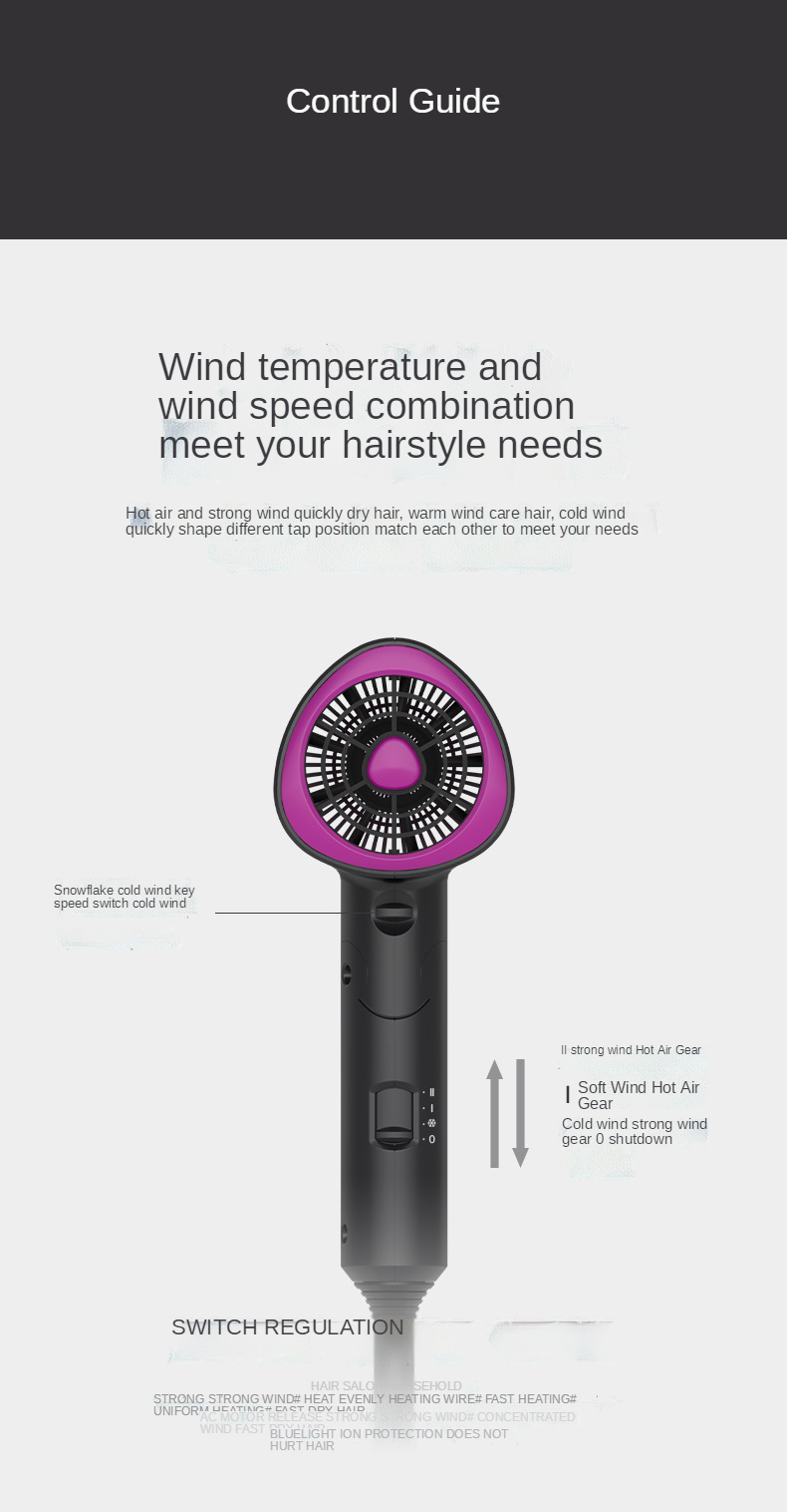 2022 New 2000w Professional High Power Blue light negative ions Salon Blow Dryer Hot And Cold Wind Hair Dryer Hammer Dryer
