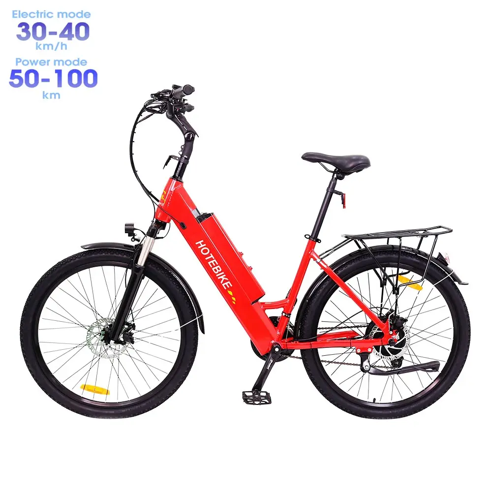 HOTEBIKE 뉴 스타일 250w 350w 500w 750w 성인 도시 크루저 26 인치 28 인치 지방 타이어 전기 자전거 히든 카고 e 자전거