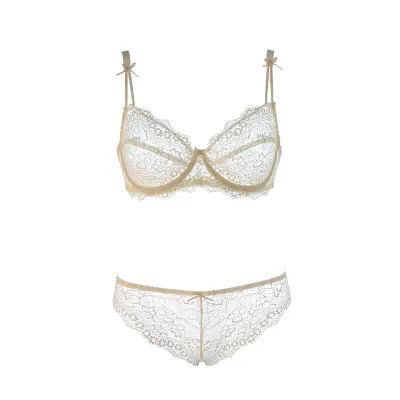 Conjunto de lingerie oem feminino, transparente personalizado, roupa íntima, fio, oem