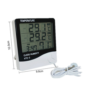 Termo higrómetro Digital HTC-2, con reloj y pantalla LCD, termo multifuncional
