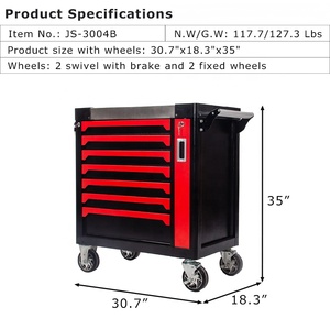 批发热卖红黑工具箱铁制工具柜，带不锈钢工作台，用于车库 - Product Image 2
