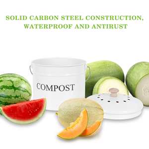 Kapak ve kolu ile Metal kompost Bin mutfak zanaat oturma kompostlama Bin gıda atık Composter Bin Cycler kova filtre ile - Product Image 5