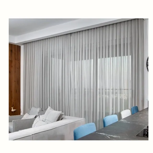 Cortina dobrável para ondas, atacado, bom preço, moderna, simples, cortina de tecido branco pura, camadas duplas, pronta em camadas, para organza s dobrável