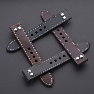 LAIHE lüks İtalyan Vintage yüksek kalite 20mm 22mm hakiki deri yağı mumlu Pilot erkek motosiklet saat kayışı/sapanlar - Product Image 2