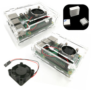 Funda acrílica para Raspberry Pi 3 Modelo B + 3B Cubierta de caja transparente Carcasa Ventilador DE REFRIGERACIÓN OPCIONAL PARA Raspberry Pi 3B/3B +