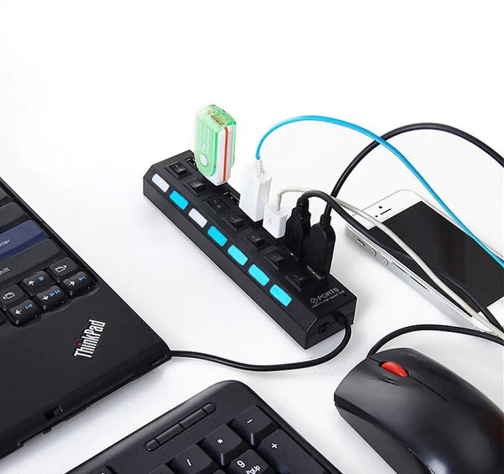 Minipuerto USB 2,0, Hub de alta velocidad, 7 puertos múltiples para PC y portátil, accesorios, gran oferta