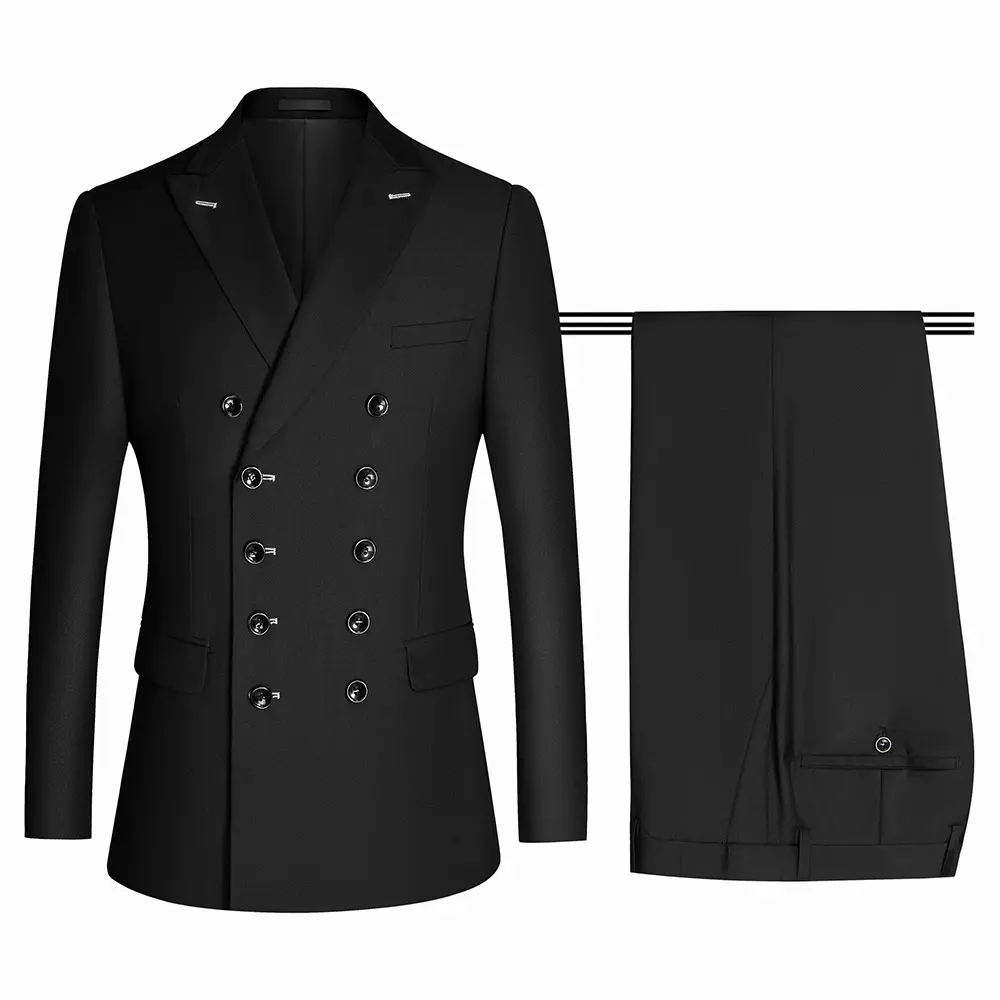 Black Double Breasted Men's Professional Business Wedding Suit Men's Suit Two Suit Wholesale High Quality