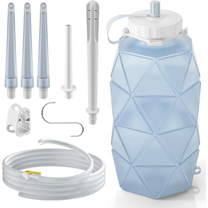 5.3ft lavman hortum ile NZMAN katlanabilir silikon lavman şişe çantası kiti, kontrol edilebilir akış vanası, 1.2 L kapasiteli silikon lavman kiti - Product Image 1