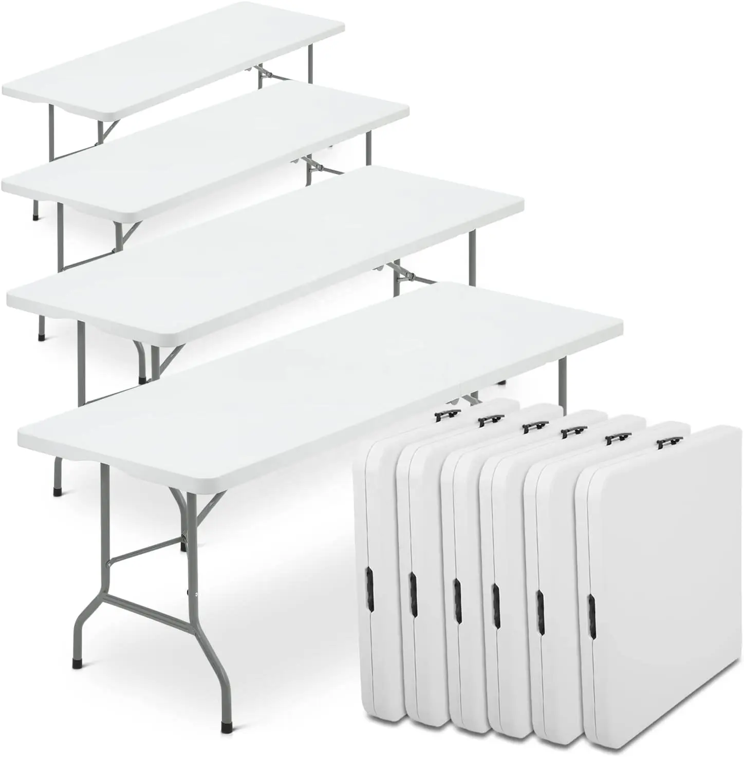 Table d'extérieur pliante blanche moderne Table rectangulaire en plastique pour événements, fêtes de pique-nique et banquets