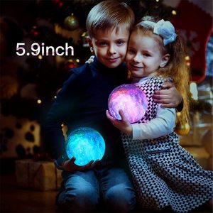Howlighting 3D <strong>Moon</strong> Lamp 16 Colors <strong>Moon</strong> Touch Light With Remote Control USB Rechargeable LED Night Light for Home Decoration - Product Image 5
