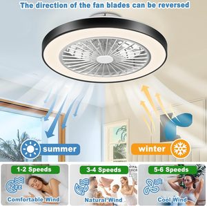 Ventiladores de techo LED con Control de aplicación inteligente de 18,9 pulgadas, luz de ventilador LED RGB para dormitorio, sala de estar, cambio de Color 3000K-6000K - Product Image 6