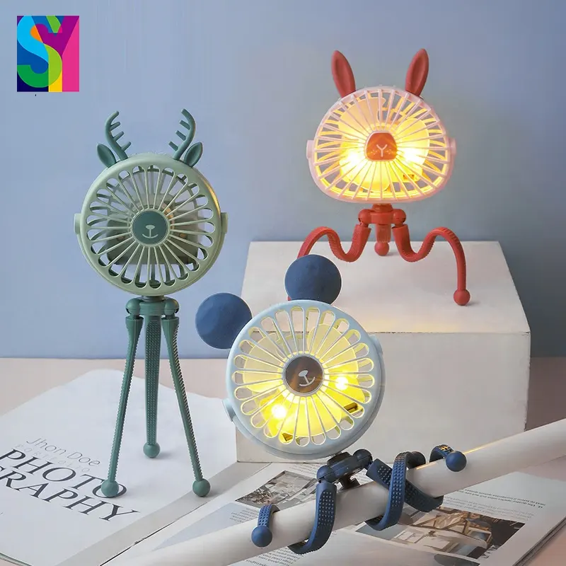 एसवाई मजेदार बच्चों बिजली के पंखे खिलौने 3 गति के साथ एलईडी रात को प्रकाश कार्टून प्रशंसक खिलौना