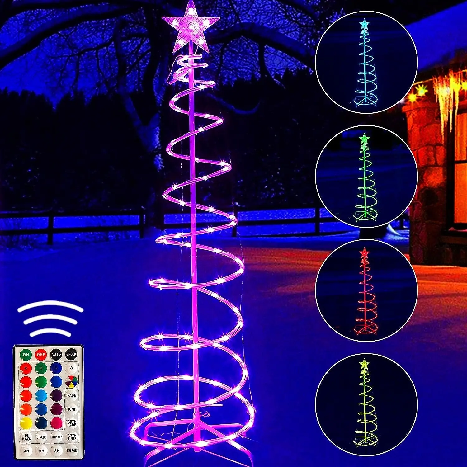 LED iluminado espiral árbol de Navidad RGB espiral árbol luz Navidad cadena luz árbol de Navidad 4FT 5FT 6FT